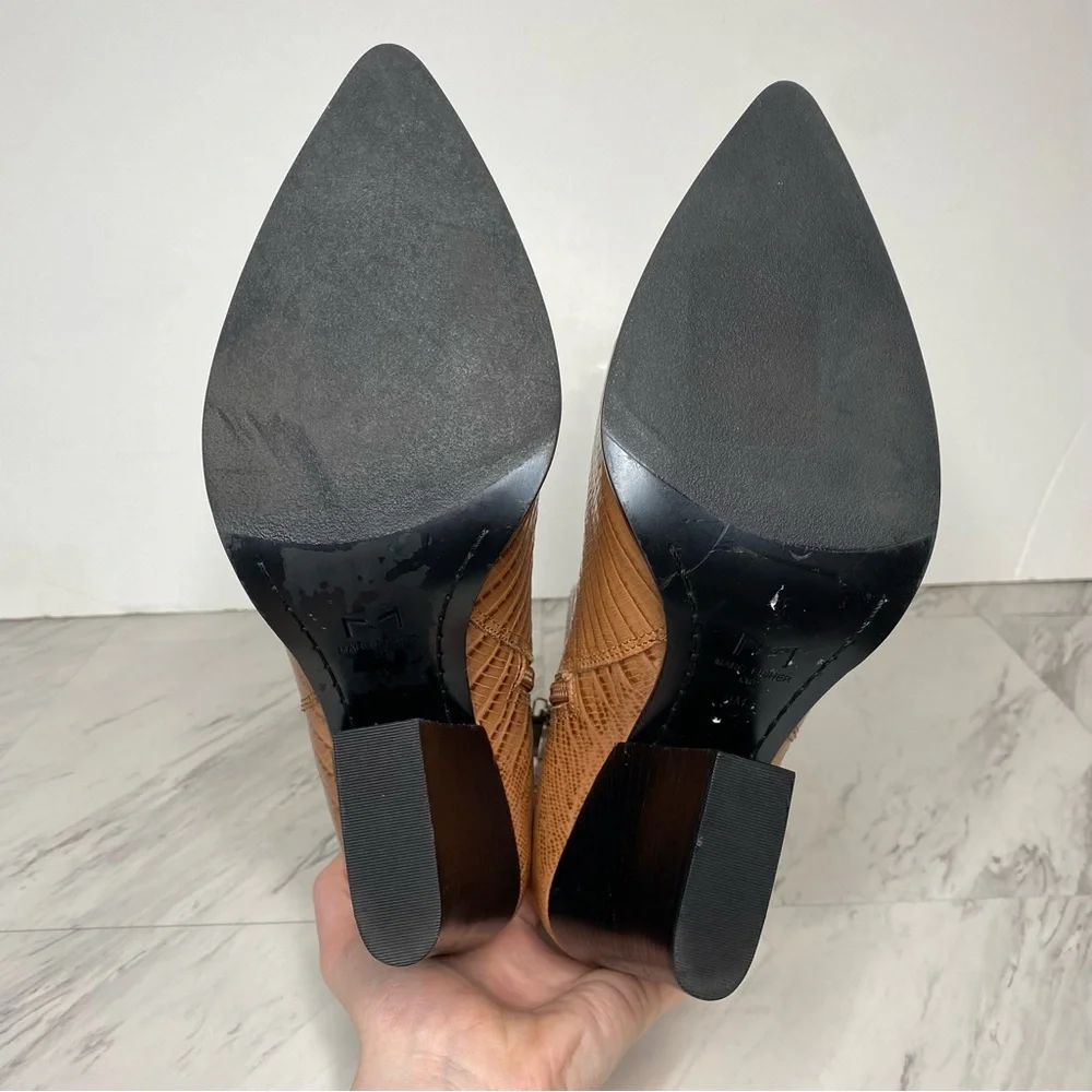Marc Fisher Mariel Brown Leather Heeled Bootie 11M - Picture 13 of 14